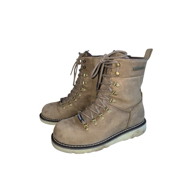 Harley-Davidson Denway Boots Women’s 8M Leather Beige Moto Riding - Picture 7 of 16